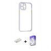 MARSİLYAN™- iPhone 12 Kılıf Nova Asil Özel Seri - Siyah Bilvis 5in1 3D Magic Cam Ekran Koruyucu + Renkli Kamera Lens Koruma Cam - PE