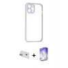 MARSİLYAN™- iPhone 12 Kılıf Nova Asil Özel Seri - Siyah Bilvis 5in1 3D Magic Cam Ekran Koruyucu + Rainbow Kamera Lens Koruma Cam - MR