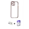 MARSİLYAN™- iPhone 12 Kılıf Nova Asil Özel Seri - Siyah Bilvis 5in1 3D Magic Cam Ekran Koruyucu + Rainbow Kamera Lens Koruma Cam - MR