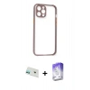 MARSİLYAN™- iPhone 12 Kılıf Nova Asil Özel Seri - Siyah Bilvis 5in1 3D Magic Cam Ekran Koruyucu + Rainbow Kamera Lens Koruma Cam - YL