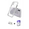 MARSİLYAN™- iPhone 12 Kılıf Nova Asil Özel Seri - Siyah Bilvis 5in1 3D Magic Cam Ekran Koruyucu + Rainbow Kamera Lens Koruma Cam - MR