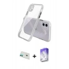 MARSİLYAN™- iPhone 12 Kılıf Nova Asil Özel Seri - Siyah Bilvis 5in1 3D Magic Cam Ekran Koruyucu + Rainbow Kamera Lens Koruma Cam - YL