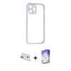 MARSİLYAN™- iPhone 12 Kılıf Nova Asil Özel Seri - Siyah Bilvis 5in1 3D Magic Cam Ekran Koruyucu + Rainbow Kamera Lens Koruma Cam - YL