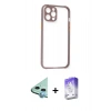 MARSİLYAN™- iPhone 12 Kılıf Nova Asil Özel Seri - Siyah Bilvis 5in1 3D Magic Cam Ekran Koruyucu + Raze Metal Kamera Lens - MI