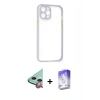 MARSİLYAN™- iPhone 12 Kılıf Nova Asil Özel Seri - Siyah Bilvis 5in1 3D Magic Cam Ekran Koruyucu + Raze Metal Kamera Lens - KI
