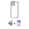 MARSİLYAN™- iPhone 12 Kılıf Nova Asil Özel Seri - Siyah Bilvis 5in1 3D Magic Cam Ekran Koruyucu + Raze Metal Kamera Lens - KI