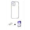 MARSİLYAN™- iPhone 12 Kılıf Nova Asil Özel Seri - Siyah Bilvis 5in1 3D Magic Cam Ekran Koruyucu + Renkli Kamera Lens Koruma Cam - YL