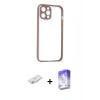 MARSİLYAN™- iPhone 12 Kılıf Nova Asil Özel Seri - Siyah Bilvis 5in1 3D Magic Cam Ekran Koruyucu + Sarı Renkli Kamera Lens Koruma Cam