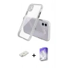 MARSİLYAN™- iPhone 12 Kılıf Nova Asil Özel Seri - Siyah Bilvis 5in1 3D Magic Cam Ekran Koruyucu + Sarı Renkli Kamera Lens Koruma Cam