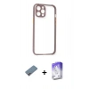 MARSİLYAN™- iPhone 12 Kılıf Nova Asil Özel Seri - Siyah Bilvis 5in1 3D Magic Cam Ekran Koruyucu + Shine Kamera Lens Koruma Cam - PE