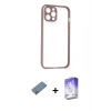 MARSİLYAN™- iPhone 12 Kılıf Nova Asil Özel Seri - Siyah Bilvis 5in1 3D Magic Cam Ekran Koruyucu + Shine Kamera Lens Koruma Cam - SABE