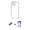 MARSİLYAN™- iPhone 12 Kılıf Nova Asil Özel Seri - Siyah Bilvis 5in1 3D Magic Cam Ekran Koruyucu + Shine Kamera Lens Koruma Cam - SABE