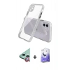 MARSİLYAN™- iPhone 12 Kılıf Nova Asil Özel Seri - Siyah Bilvis 5in1 5D Magic Hayalet Cam Ekran Koruyucu + Raze Metal Kamera Lens - KI