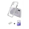 MARSİLYAN™- iPhone 12 Kılıf Nova Asil Özel Seri - Siyah Bilvis 5in1 5D Magic Hayalet Cam Ekran Koruyucu + Renkli Kamera Lens Koruma Cam - SI