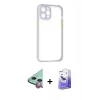 MARSİLYAN™- iPhone 12 Kılıf Nova Asil Özel Seri - Siyah Bilvis 5in1 5D Magic Hayalet Cam Ekran Koruyucu + Raze Metal Kamera Lens - KI