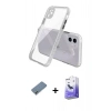 MARSİLYAN™- iPhone 12 Kılıf Nova Asil Özel Seri - Siyah Bilvis 5in1 5D Magic Hayalet Cam Ekran Koruyucu + Metal Kamera Lens Koruma Cam - AKYL