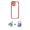 MARSİLYAN™- iPhone 12 Kılıf Nova Asil Özel Seri - Siyah Bilvis 5in1 5D Magic Hayalet Cam Ekran Koruyucu + Raze Metal Kamera Lens - MI