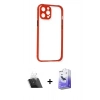 MARSİLYAN™- iPhone 12 Kılıf Nova Asil Özel Seri - Siyah Bilvis 5in1 5D Magic Hayalet Cam Ekran Koruyucu + Şeffaf Kamera Lens Koruma Cam