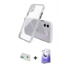 MARSİLYAN™- iPhone 12 Kılıf Nova Asil Özel Seri - Siyah Bilvis 5in1 5D Magic Hayalet Cam Ekran Koruyucu + Rainbow Kamera Lens Koruma Cam - YL