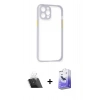 MARSİLYAN™- iPhone 12 Kılıf Nova Asil Özel Seri - Siyah Bilvis 5in1 5D Magic Hayalet Cam Ekran Koruyucu + Şeffaf Kamera Lens Koruma Cam