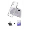 MARSİLYAN™- iPhone 12 Kılıf Nova Asil Özel Seri - Siyah Bilvis 5in1 5D Magic Hayalet Cam Ekran Koruyucu + Şeffaf Kamera Lens Koruma Cam