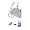 MARSİLYAN™- iPhone 12 Kılıf Nova Asil Özel Seri - Siyah Bilvis 5in1 5D Magic Hayalet Cam Ekran Koruyucu + Gökkuşağı Shine Kamera Lens Koruma Cam