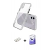 MARSİLYAN™- iPhone 12 Kılıf Nova Asil Özel Seri - Siyah Bilvis 5in1 5D Magic Hayalet Cam Ekran Koruyucu + Yeşil Renkli Kamera Lens Koruma Cam