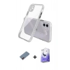 MARSİLYAN™- iPhone 12 Kılıf Nova Asil Özel Seri - Siyah Bilvis 5in1 5D Magic Hayalet Cam Ekran Koruyucu + Metal Kamera Lens Koruma Cam - KI