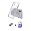 MARSİLYAN™- iPhone 12 Kılıf Nova Asil Özel Seri - Siyah Bilvis 5in1 5D Magic Hayalet Cam Ekran Koruyucu + Metal Kamera Lens Koruma Cam - MI