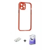 MARSİLYAN™- iPhone 12 Kılıf Nova Asil Özel Seri - Siyah Bilvis 5in1 5D Magic Hayalet Cam Ekran Koruyucu + Renkli Kamera Lens Koruma Cam - SI