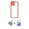MARSİLYAN™- iPhone 12 Kılıf Nova Asil Özel Seri - Siyah Bilvis 5in1 5D Magic Hayalet Cam Ekran Koruyucu + Raze Metal Kamera Lens - KI