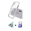 MARSİLYAN™- iPhone 12 Kılıf Nova Asil Özel Seri - Siyah Bilvis 5in1 5D Magic Hayalet Cam Ekran Koruyucu + Raze Metal Kamera Lens - MI