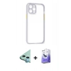 MARSİLYAN™- iPhone 12 Kılıf Nova Asil Özel Seri - Siyah Bilvis 5in1 5D Magic Hayalet Cam Ekran Koruyucu + Raze Metal Kamera Lens - MI