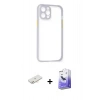 MARSİLYAN™- iPhone 12 Kılıf Nova Asil Özel Seri - Siyah Bilvis 5in1 5D Magic Hayalet Cam Ekran Koruyucu + Yeşil Renkli Kamera Lens Koruma Cam
