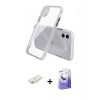 MARSİLYAN™- iPhone 12 Kılıf Nova Asil Özel Seri - Siyah Bilvis 5in1 5D Magic Hayalet Cam Ekran Koruyucu + Renkli Kamera Lens Koruma Cam - SI
