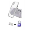 MARSİLYAN™- iPhone 12 Kılıf Nova Asil Özel Seri - Siyah Bilvis 5in1 5D Magic Hayalet Cam Ekran Koruyucu + Rainbow Kamera Lens Koruma Cam - MR