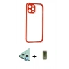 MARSİLYAN™- iPhone 12 Kılıf Nova Asil Özel Seri - Siyah Joko Magic 5D Hayalet Cam + Mavi Raze Metal Kamera Lens