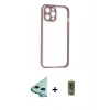 MARSİLYAN™- iPhone 12 Kılıf Nova Asil Özel Seri - Siyah Joko Magic 5D Hayalet Cam + Mavi Raze Metal Kamera Lens