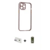 MARSİLYAN™- iPhone 12 Kılıf Nova Asil Özel Seri - Siyah Joko Magic 5D Hayalet Cam + Mor Rainbow Kamera Lens Koruma Cam