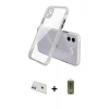 MARSİLYAN™- iPhone 12 Kılıf Nova Asil Özel Seri - Siyah Joko Magic 5D Hayalet Cam + Mor Rainbow Kamera Lens Koruma Cam