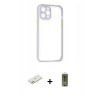 MARSİLYAN™- iPhone 12 Kılıf Nova Asil Özel Seri - Siyah Joko Magic 5D Hayalet Cam + Renkli Kamera Lens Koruma Cam - PE
