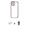 MARSİLYAN™- iPhone 12 Kılıf Nova Asil Özel Seri - Siyah Joko Magic 5D Hayalet Cam + Renkli Kamera Lens Koruma Cam - PE