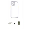 MARSİLYAN™- iPhone 12 Kılıf Nova Asil Özel Seri - Siyah Joko Magic 5D Hayalet Cam + Renkli Kamera Lens Koruma Cam - TU