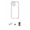 MARSİLYAN™- iPhone 12 Kılıf Nova Asil Özel Seri - Siyah Joko Magic 5D Hayalet Cam + Renkli Kamera Lens Koruma Cam - YL