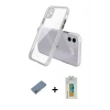 MARSİLYAN™- iPhone 12 Kılıf Nova Asil Özel Seri - Siyah Polymer Nano Ekran Koruyucu + Açık Yeşil Metal Kamera Lens Koruma Cam