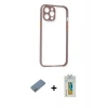 MARSİLYAN™- iPhone 12 Kılıf Nova Asil Özel Seri - Siyah Polymer Nano Ekran Koruyucu + Shine Kamera Lens Koruma Cam - GS