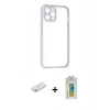 MARSİLYAN™- iPhone 12 Kılıf Nova Asil Özel Seri - Siyah Polymer Nano Ekran Koruyucu + Renkli Kamera Lens Koruma Cam - TU