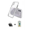 MARSİLYAN™- iPhone 12 Kılıf Nova Asil Özel Seri - Siyah Polymer Nano Ekran Koruyucu + Şeffaf Kamera Lens Koruma Cam