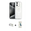MARSİLYAN™- iPhone 12 Kılıf Nova Asil Prime - Şeffaf Pasifik Cam Ekran Koruyucu + Rainbow Kamera Lens Koruma Cam - MR
