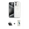 MARSİLYAN™- iPhone 12 Kılıf Nova Asil Prime - Şeffaf Pasifik Cam Ekran Koruyucu + Şeffaf Kamera Lens Koruma Cam